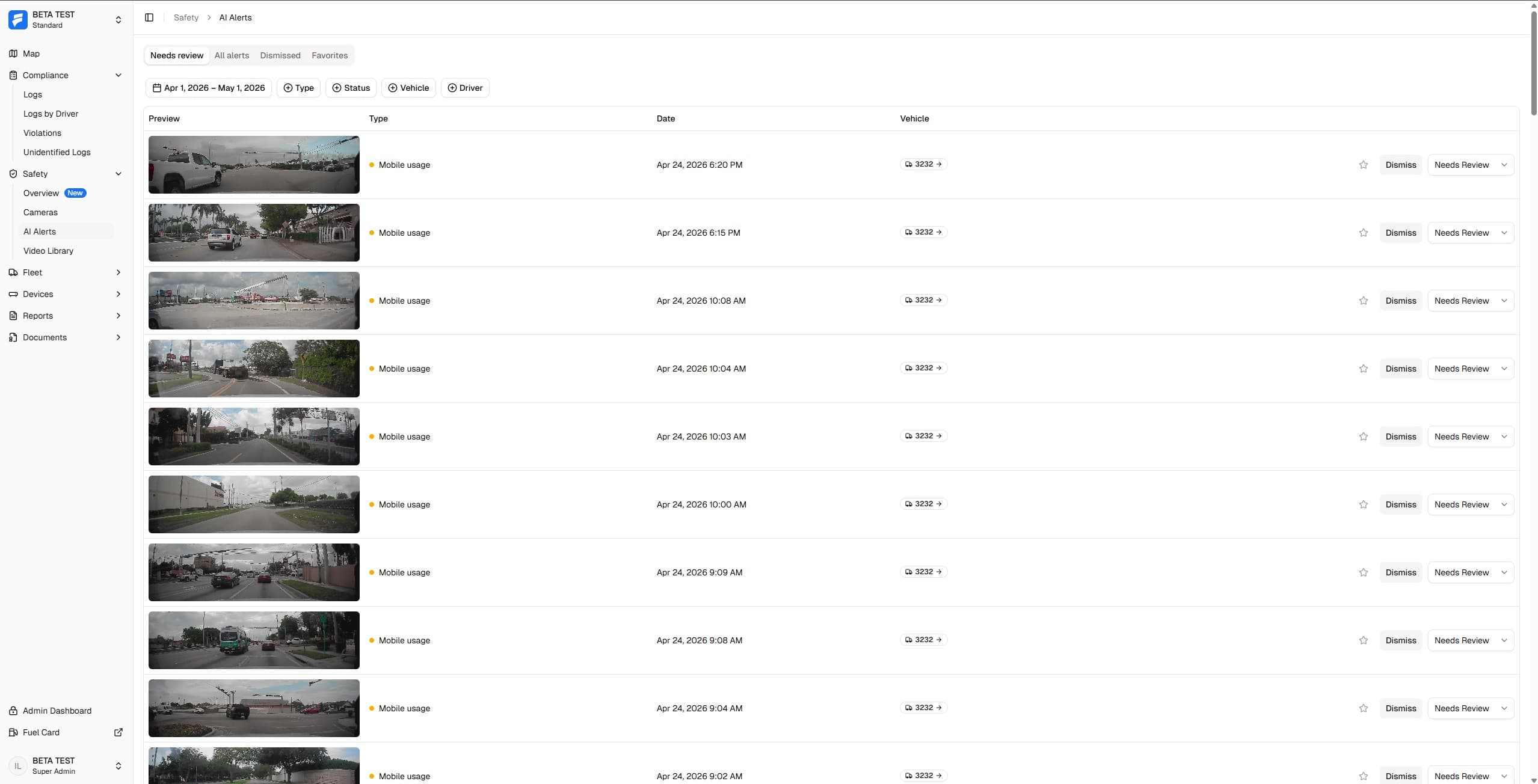 Every risky moment, queued for review